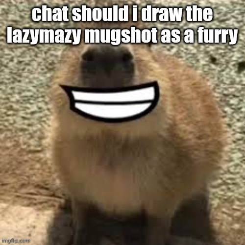 goofy ass capybara | chat should i draw the lazymazy mugshot as a furry | image tagged in goofy ass capybara | made w/ Imgflip meme maker