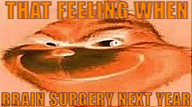 that feeling when knee surgery is tommorow | THAT FEELING WHEN; BRAIN SURGERY NEXT YEAR | image tagged in that feeling when knee surgery is tommorow | made w/ Imgflip meme maker