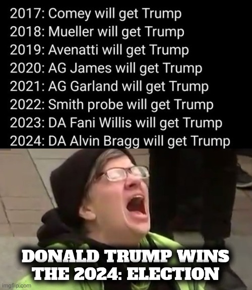 The Last 8 Years of Your Life | DONALD TRUMP WINS THE 2024: ELECTION | image tagged in screaming liberal,tds,the i don't care inator,waste of time,triggered,liberals | made w/ Imgflip meme maker