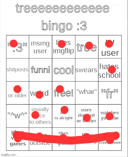 treeeeeeeeeee | image tagged in treeeeeeeeee bingo 3 | made w/ Imgflip meme maker