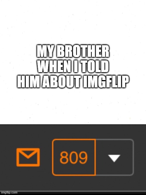 seriously | MY BROTHER WHEN I TOLD HIM ABOUT IMGFLIP | image tagged in 1 notification vs 809 notifications with message,ice cream | made w/ Imgflip meme maker