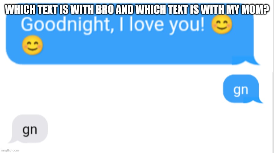 real ones know | WHICH TEXT IS WITH BRO AND WHICH TEXT IS WITH MY MOM? | image tagged in texts,i like men,ayo pause,i was joking chill | made w/ Imgflip meme maker