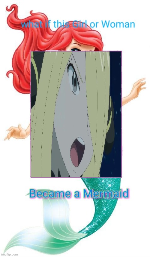 what if cynthia became a mermaid ? | image tagged in what if this girl or woman became a mermaid,pokemon,videogames,what if,cynthia,mermaid meme | made w/ Imgflip meme maker