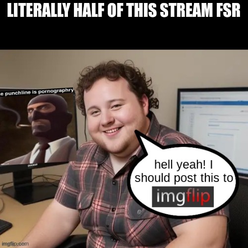 bruh what | LITERALLY HALF OF THIS STREAM FSR | image tagged in goonerposting on imgflip | made w/ Imgflip meme maker