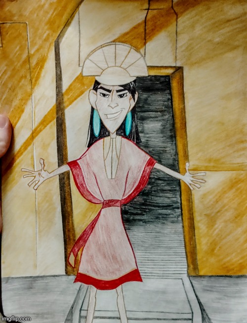 Emperor Kuzco drawing! Emperor's New Groove! | image tagged in drawing,art,emperor's new groove waterfall,emperor,disney,cartoon | made w/ Imgflip meme maker