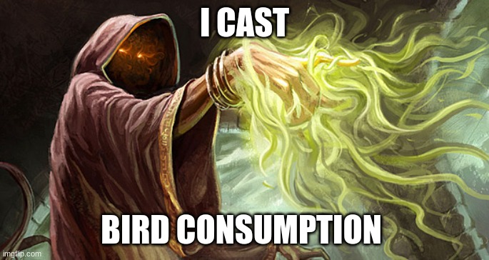 I cast | I CAST BIRD CONSUMPTION | image tagged in i cast | made w/ Imgflip meme maker