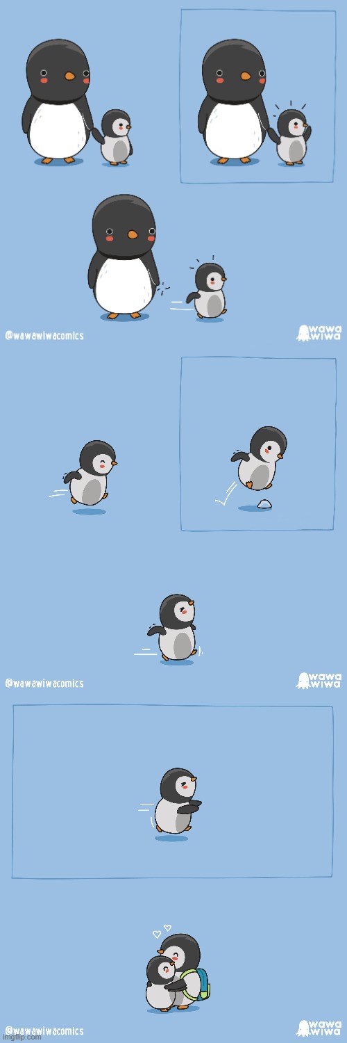 image tagged in penguins,run,running,jump,siblings,hug | made w/ Imgflip meme maker