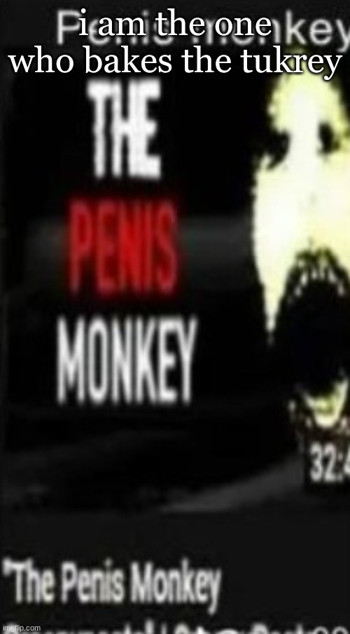 the penis monkey | i am the one who bakes the tukrey | image tagged in the penis monkey | made w/ Imgflip meme maker