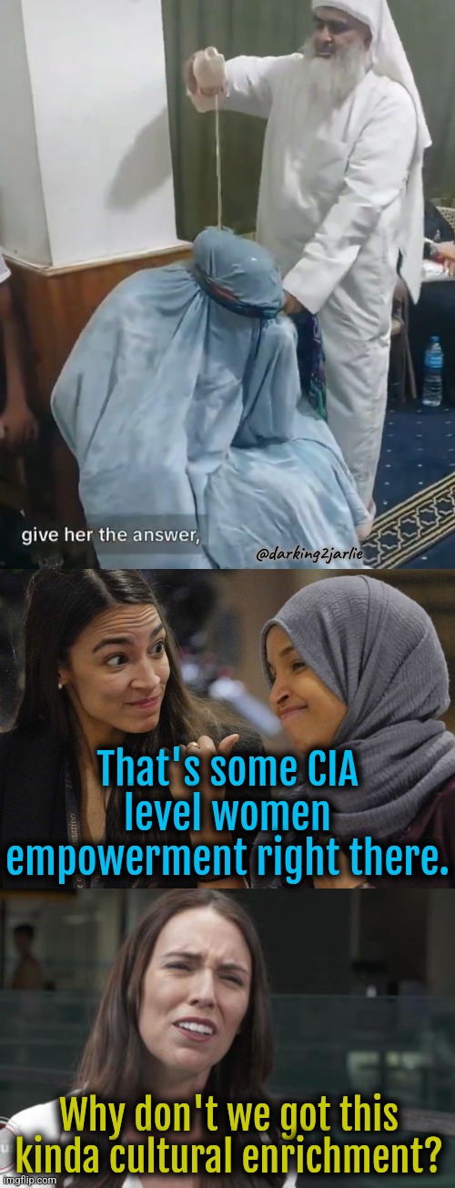 Who lives under the blue tent? Feminist Douchepants | @darking2jarlie; That's some CIA level women empowerment right there. Why don't we got this kinda cultural enrichment? | image tagged in feminism,liberals,liberal logic,islam,islamophobia | made w/ Imgflip meme maker