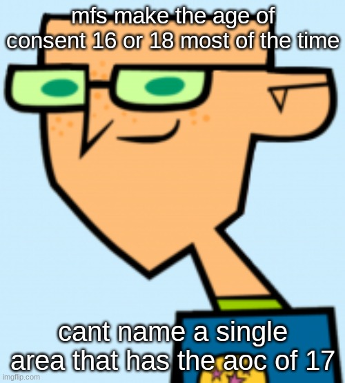 harold | mfs make the age of consent 16 or 18 most of the time; cant name a single area that has the aoc of 17 | image tagged in harold | made w/ Imgflip meme maker