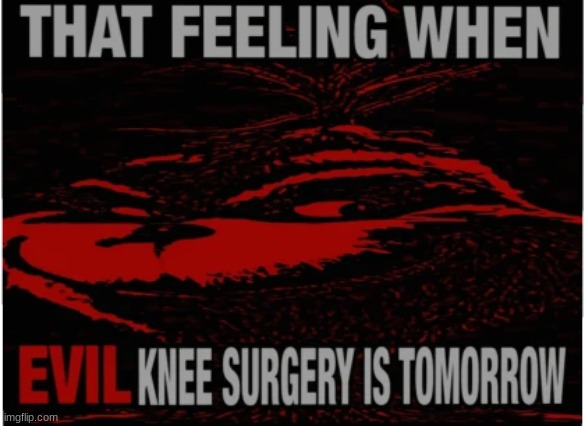 That feeling wen evil knee surgery is tomorrow | image tagged in that feeling wen evil knee surgery is tomorrow | made w/ Imgflip meme maker