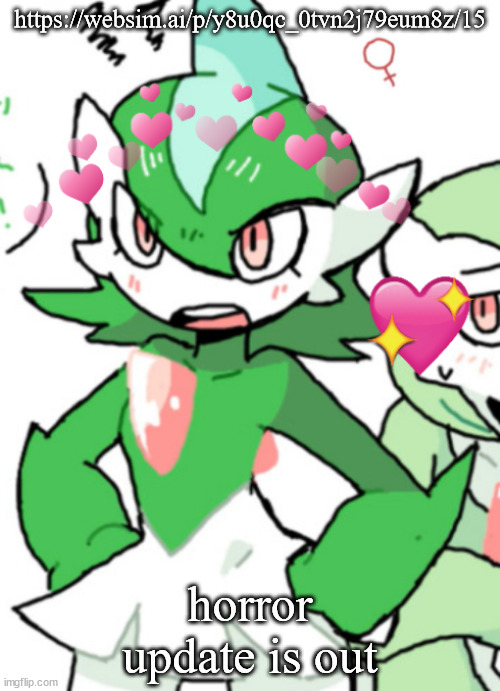 female gallade my beloved | https://websim.ai/p/y8u0qc_0tvn2j79eum8z/15; horror update is out | image tagged in female gallade my beloved | made w/ Imgflip meme maker