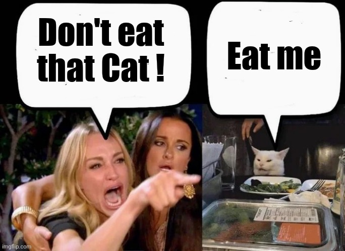 Don't eat the Cat | Don't eat that Cat ! Eat me | image tagged in don't eat the cat | made w/ Imgflip meme maker