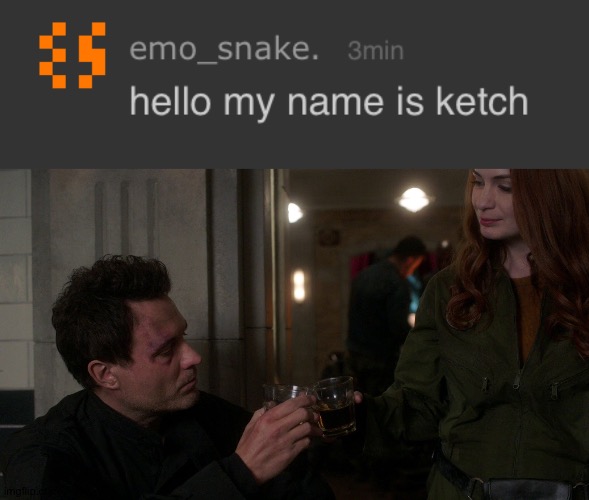 emo_snake. "hello my name is ketch" | image tagged in bros honest reaction,i love this,tempted to make this a temp,arthur ketch,charlie bradbury,supernatural | made w/ Imgflip meme maker