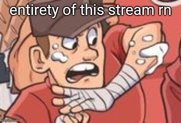 cropped scout tf2 | entirety of this stream rn | image tagged in cropped scout tf2 | made w/ Imgflip meme maker