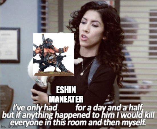 Rosa and Arlo meme | ESHIN MANEATER | image tagged in rosa and arlo meme | made w/ Imgflip meme maker