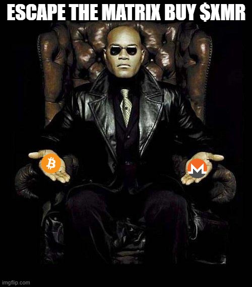 Morpheus Blue & Red Pill | ESCAPE THE MATRIX BUY $XMR | image tagged in morpheus blue red pill | made w/ Imgflip meme maker