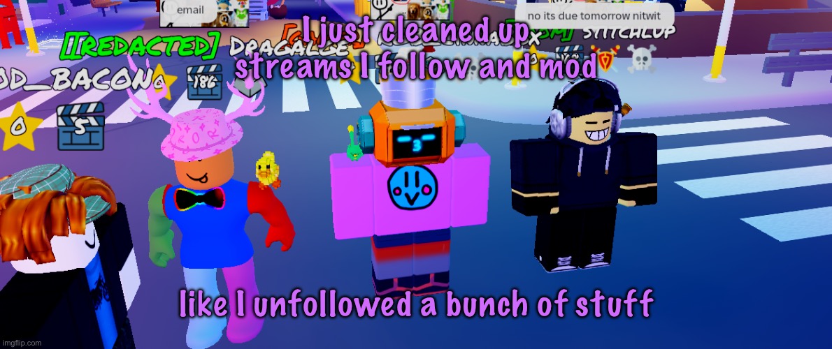 The RGB Trio (real) | I just cleaned up streams I follow and mod; like I unfollowed a bunch of stuff | image tagged in the rgb trio real,cinnabox announcement | made w/ Imgflip meme maker