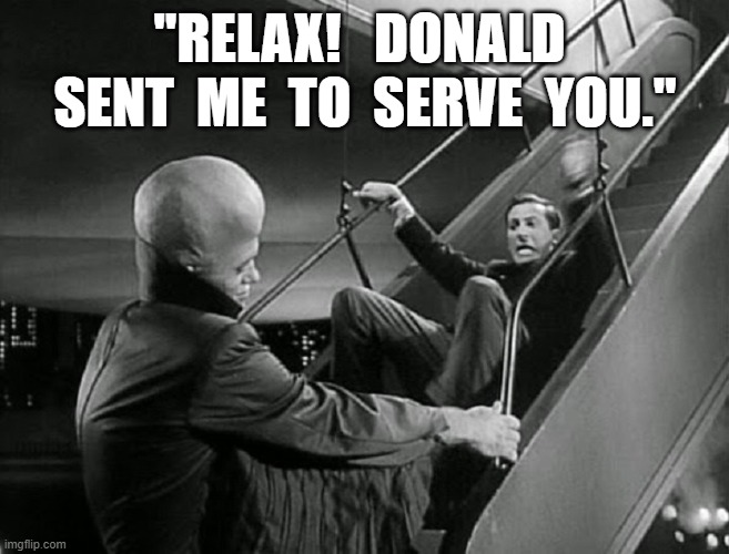 "It's A Cookbook!" | "RELAX!   DONALD  SENT  ME  TO  SERVE  YOU." | image tagged in health care | made w/ Imgflip meme maker