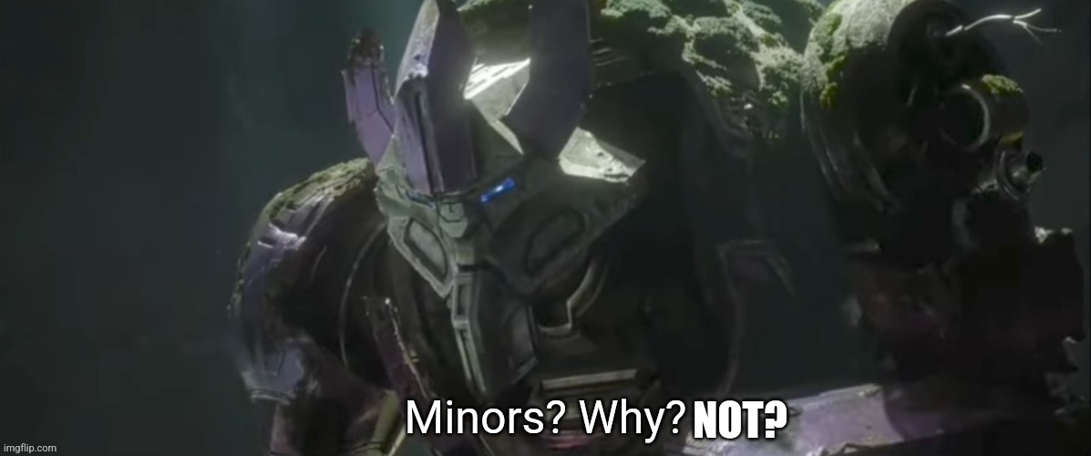 Minors? Why? | NOT? | image tagged in minors why | made w/ Imgflip meme maker