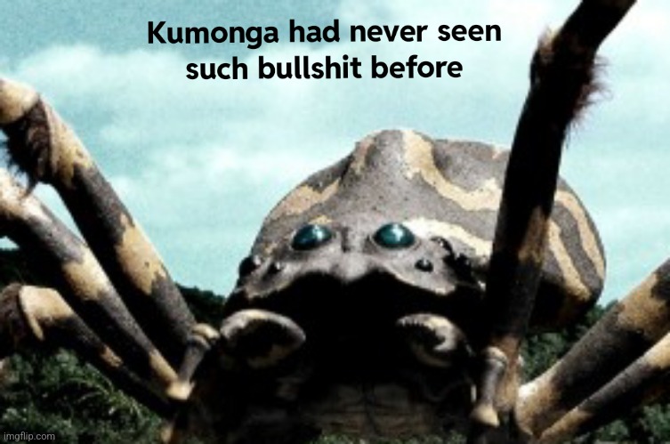 Kumonga had never seen such bullshit before | image tagged in kumonga had never seen such bullshit before | made w/ Imgflip meme maker