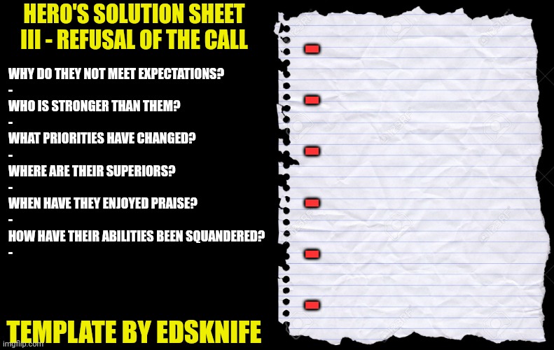 High Quality Hero's Solution Sheet 3 Blank Meme Template