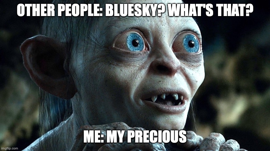 My precious | OTHER PEOPLE: BLUESKY? WHAT'S THAT? ME: MY PRECIOUS | image tagged in my precious | made w/ Imgflip meme maker