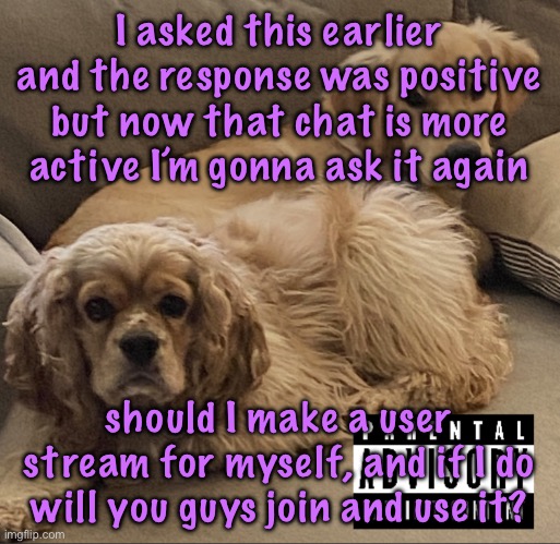 Gnocchi and Henry’s first studio album | I asked this earlier and the response was positive but now that chat is more active I’m gonna ask it again; should I make a user stream for myself, and if I do will you guys join and use it? | image tagged in gnocchi and henry s first studio album,cinnabox announcement | made w/ Imgflip meme maker