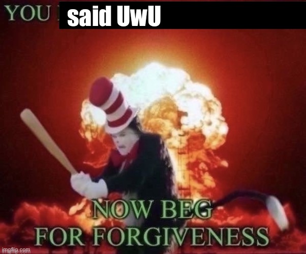 Beg for forgiveness | said UwU | image tagged in beg for forgiveness | made w/ Imgflip meme maker