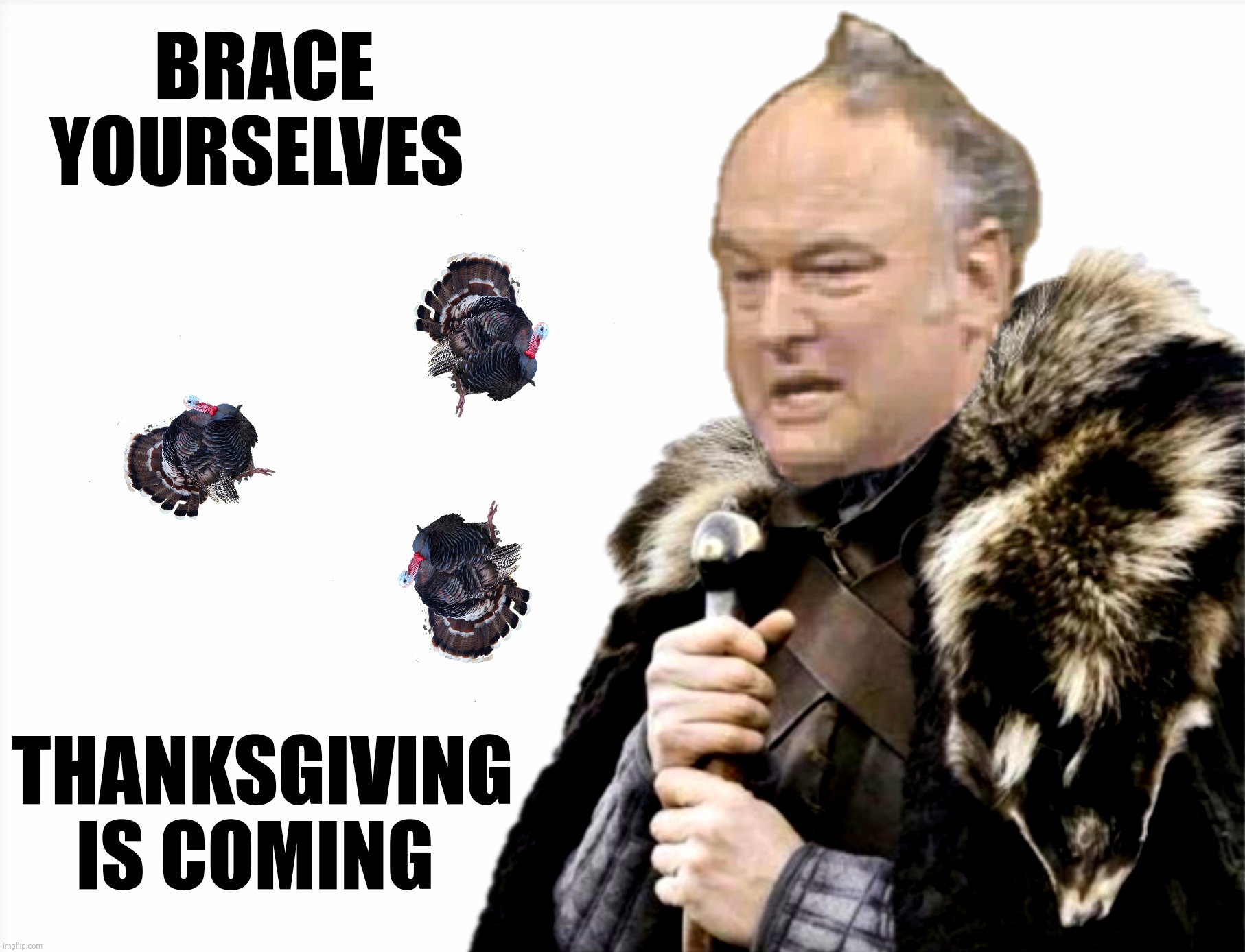 "As God is my witness I thought turkeys could fly"   - Arthur Carlson | BRACE YOURSELVES; THANKSGIVING IS COMING | image tagged in bad photoshop,wkrp in cincinnati,arthur big guy carlson,thanksgiving,turkey drop | made w/ Imgflip meme maker