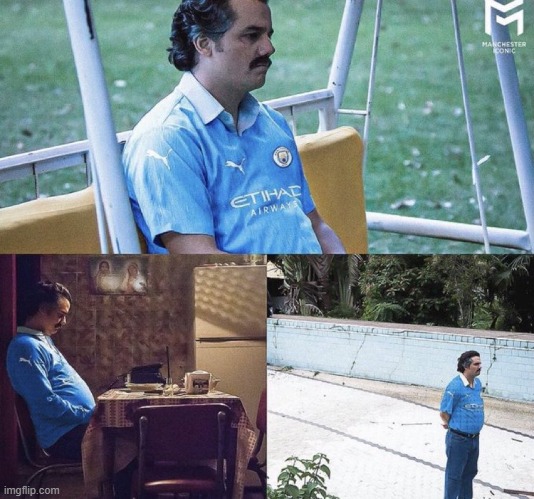 Sad Man City Fan Pablo | image tagged in sad pablo man city fan | made w/ Imgflip meme maker