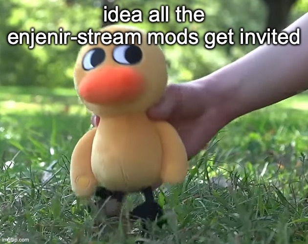 duck song plushie | idea all the enjenir-stream mods get invited | image tagged in duck song plushie | made w/ Imgflip meme maker