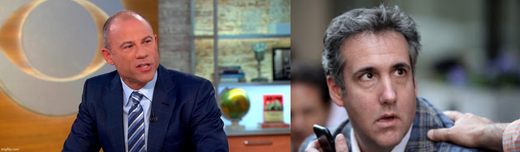 image tagged in michael avenatti,michael cohen looking stupid | made w/ Imgflip meme maker