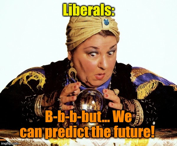 Let me consult my Crystal Ball | Liberals: B-b-b-but... We can predict the future! | image tagged in let me consult my crystal ball | made w/ Imgflip meme maker