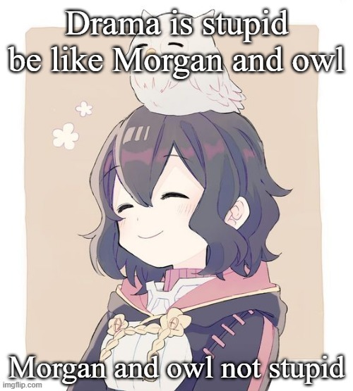 Wholesome Morgan | Drama is stupid
be like Morgan and owl; Morgan and owl not stupid | image tagged in wholesome morgan | made w/ Imgflip meme maker