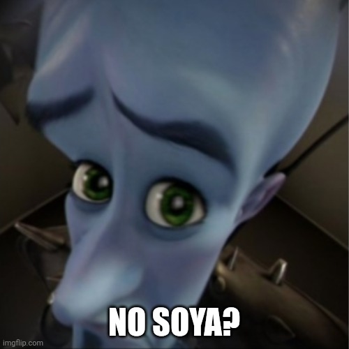 Megamind peeking | NO SOYA? | image tagged in megamind peeking | made w/ Imgflip meme maker