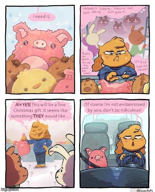 image tagged in shopping,pig,plushie,toy,christmas,awkward | made w/ Imgflip meme maker