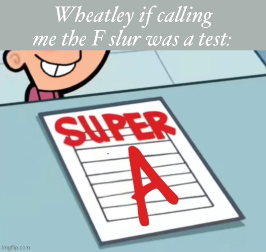 Super A | Wheatley if calling me the F slur was a test: | image tagged in super a | made w/ Imgflip meme maker