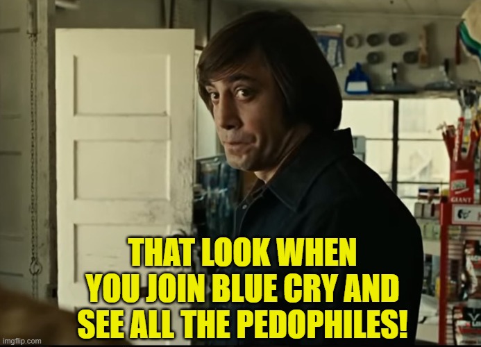 THAT LOOK WHEN YOU JOIN BLUE CRY AND SEE ALL THE PEDOPHILES! | made w/ Imgflip meme maker