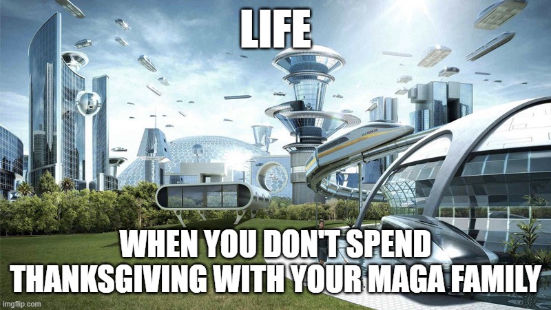 The future world if | LIFE; WHEN YOU DON'T SPEND THANKSGIVING WITH YOUR MAGA FAMILY | image tagged in the future world if | made w/ Imgflip meme maker