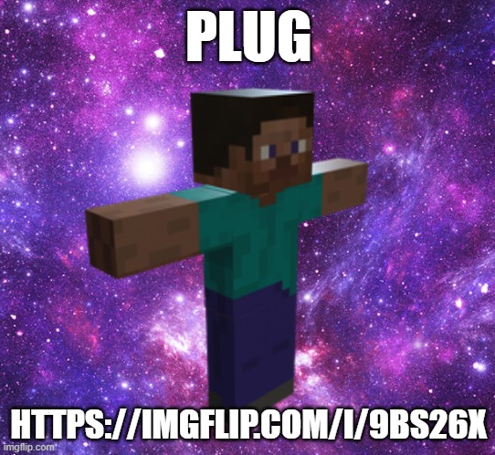 Plug | PLUG; HTTPS://IMGFLIP.COM/I/9BS26X | image tagged in space steve,memes,plug,msmg,steve,moist | made w/ Imgflip meme maker