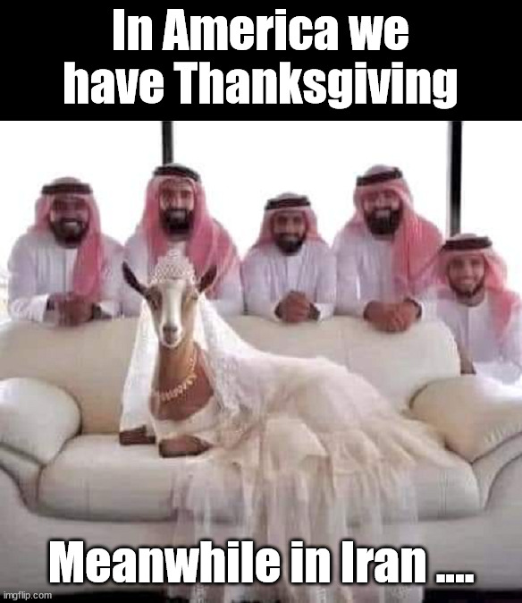 Happy Thanksgiving | In America we have Thanksgiving; Meanwhile in Iran .... | image tagged in dark humor | made w/ Imgflip meme maker