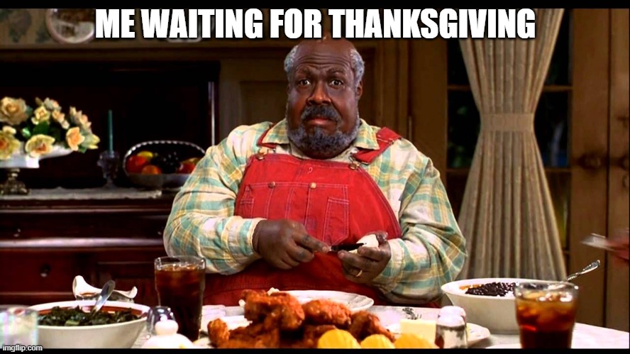 Cletus Klump nutty professor | ME WAITING FOR THANKSGIVING | image tagged in cletus klump nutty professor | made w/ Imgflip meme maker