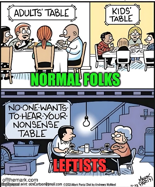 Thanksgiving dinner | NORMAL FOLKS; LEFTISTS | image tagged in politics,memes,comics/cartoons | made w/ Imgflip meme maker