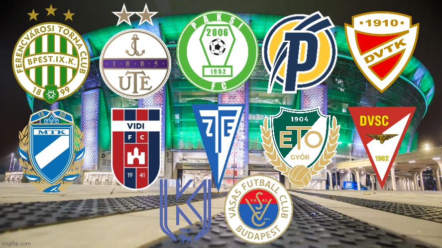 PREDICTION: 12 clubs playing in Hungarian OTP Bank Liga 2025/2026 edition | image tagged in ferencvaros,ujpest,paks,hungary,foci,soccer | made w/ Imgflip meme maker