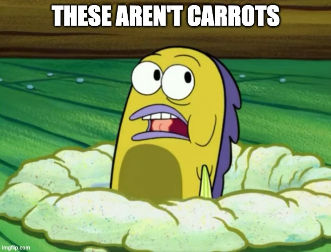 This isn't the chum bucket | THESE AREN'T CARROTS | image tagged in this isn't the chum bucket | made w/ Imgflip meme maker