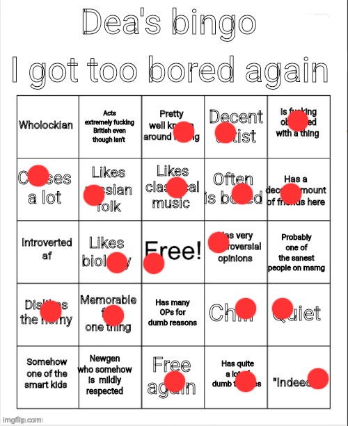 Dea's bingo | image tagged in dea's bingo | made w/ Imgflip meme maker