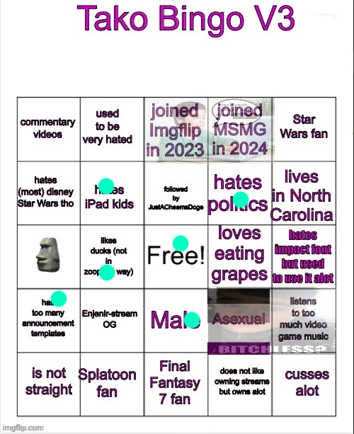 Tako Bingo V3 | image tagged in tako bingo v3 | made w/ Imgflip meme maker