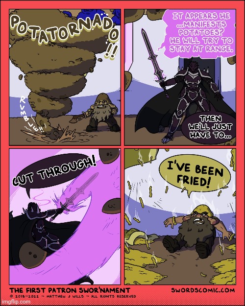 Fries | image tagged in tornado,potato,fries,sword,comics,comics/cartoons | made w/ Imgflip meme maker