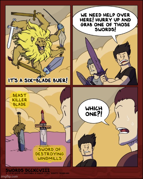 Six-blade buer | image tagged in blades,swords,sword,comics,comics/cartoons,lion | made w/ Imgflip meme maker